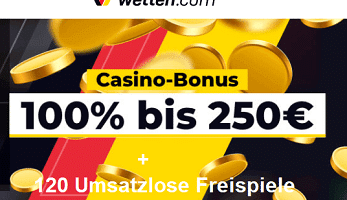 120 Freispiel ohne Umsatz plus 250 Euro Bonus