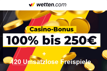 120 Freispiel ohne Umsatz plus 250 Euro Bonus