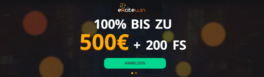 Excitewin 500 Willkommen Bonus plus 200 Freispiele