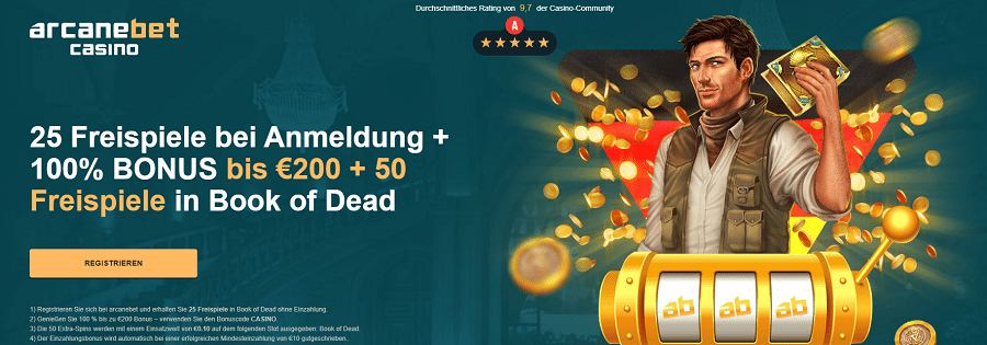 25 Freispiele ohne Einzahlung Arcanebet Casino