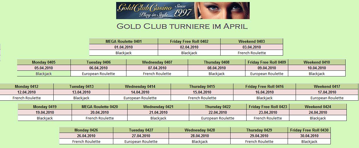 Gold Club Turniere im April