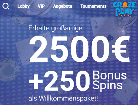 CrazePlay Willkommen Bonus