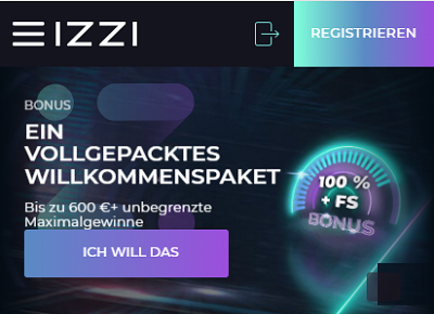 Izzi Willkommen Bonus